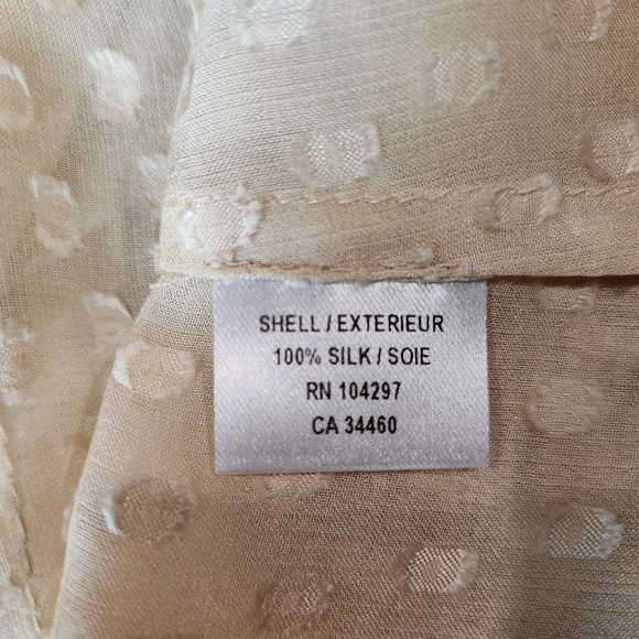 Milly New York Sheer Silk Polka-dot Button Up Blouse Shirt Top Cream sz 6 Ruffle - Picture 7 of 10